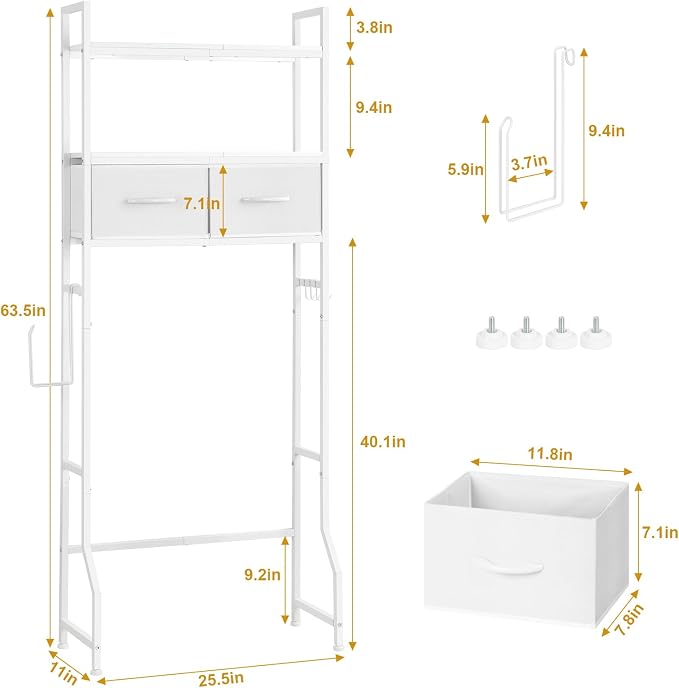YBING Over The Toilet Storage Cabinet, Over Toilet Bathroom Organizer - Image 2