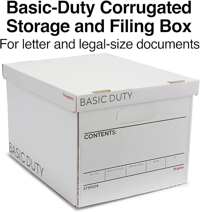 STAPLES Corrugated File Box Lift Off Lid, Letter/Legal Size - Image 2