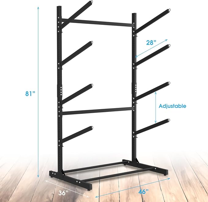 Adjustable Kayak Storage Rack, Freestanding Sup Storage Stand, Weatherproof - Image 2