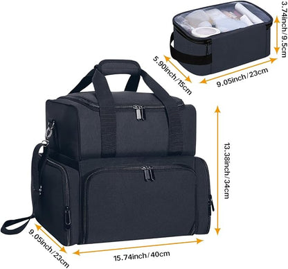 Large Cosmetic Bag with 4 Removable Case and 2 Removable Dividers Double Layer - Image 2