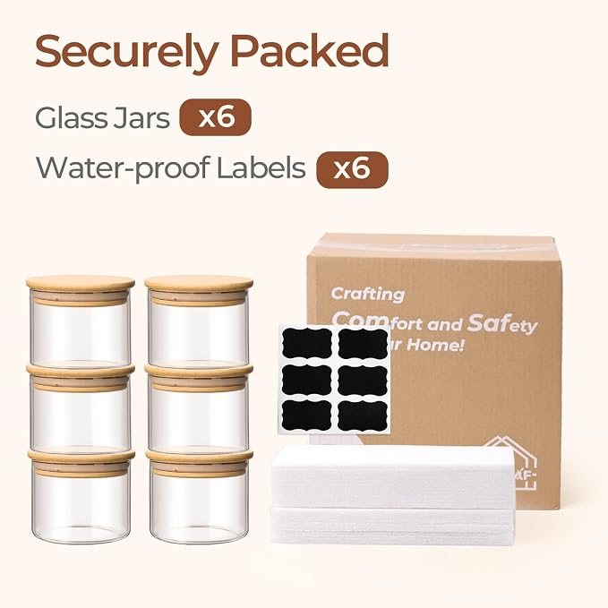ComSaf 0.5 Qt Glass Food Storage Jars Set of 6, Pantry Organization Jar - Image 8