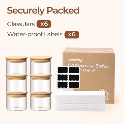 ComSaf 0.5 Qt Glass Food Storage Jars Set of 6, Pantry Organization Jar - Image 8