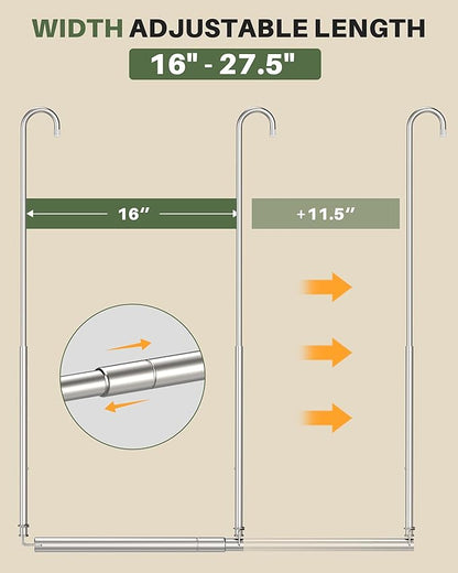 Hanging Closet Rod, 2 Pack Adjustable Height & Width Closet Rods - Image 4