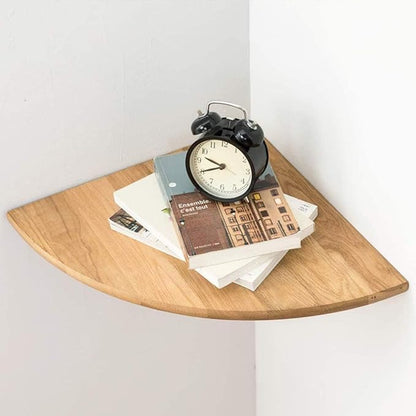 Corner Shelf, Solid Oak Wood Floating Corner Shelves Wall Mount Round End by Coamily