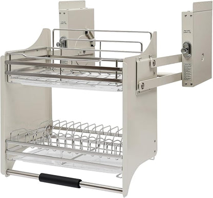 DYRABREST Pull Down Cabinet Organizer, Stainless Steel 2-Tier Pull-Out Kitchen by DYRABREST