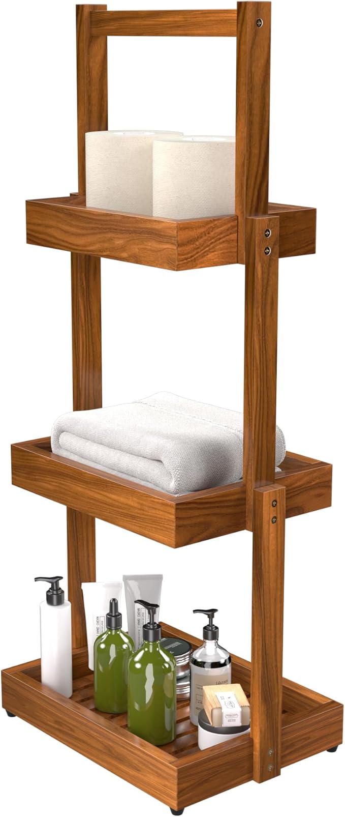 3-Tier Teak Shower Caddy, Bathroom Organizer by Unknown