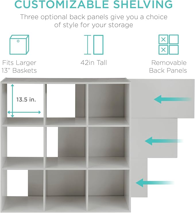 Best Choice Products Kids Bookcase 9-Cube Storage Organizer, 13.5in Shelf - Image 3