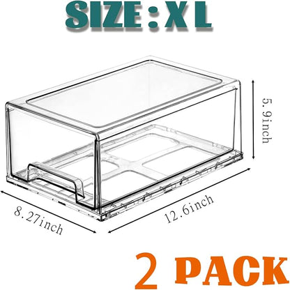 PeJeyiee Clear Stackable Refrigerator Organizers and Storage Drawers - Image 2