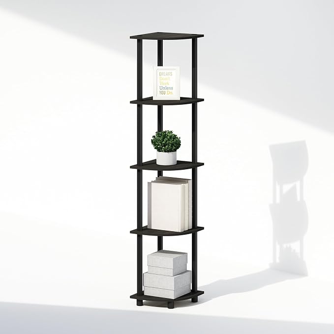 Furinno Turn-N-Tube Storage Shelves, 5-Tier Book Shelf, Corner Shelf, Toolless - Image 6