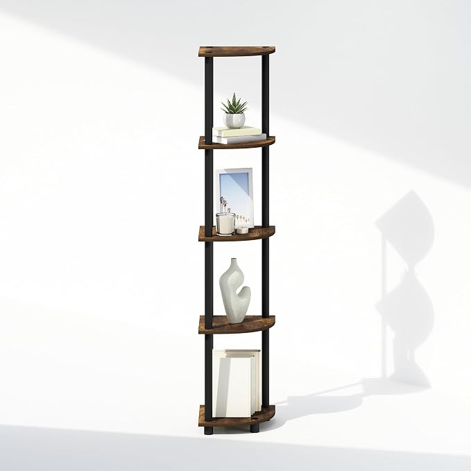 Furinno Turn-N-Tube Storage Shelves, 5-Tier Book Shelf, Corner Shelf - Image 6