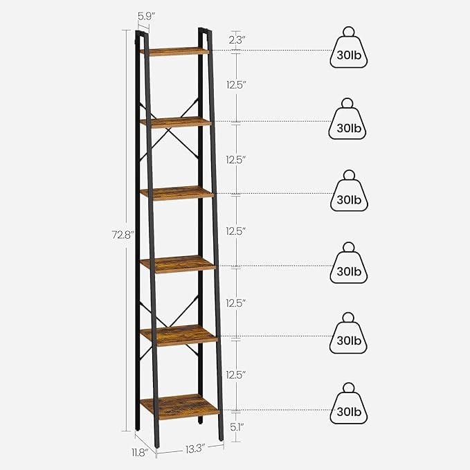 Hzuaneri Ladder Shelf, Freestanding Corner Storage Shelf | Bookcase - Image 2