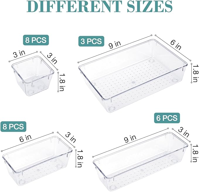 25 PCS Drawer Organizer Set, 4 Varied Size Bathroom and kitchen Drawer cabinet - Image 2