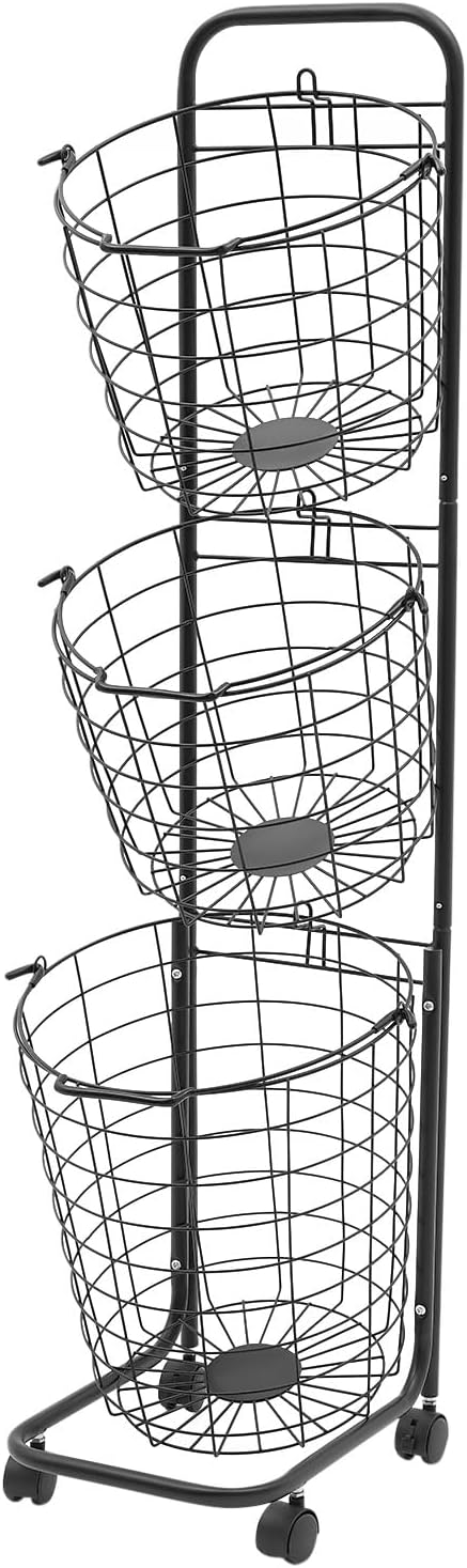 3 Tier Vertical Rolling Laundry Hamper - Image 3