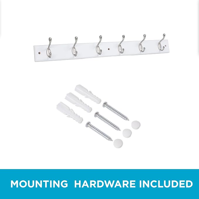 BIRDROCK HOME Oval Hook Coat and Hat Rack | 6 Hooks | 2 Pack | White Finish | - Image 5