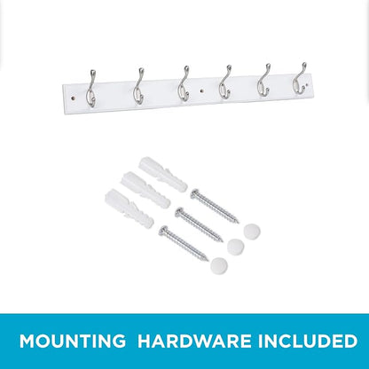 BIRDROCK HOME Oval Hook Coat and Hat Rack | 6 Hooks | 2 Pack | White Finish | - Image 5