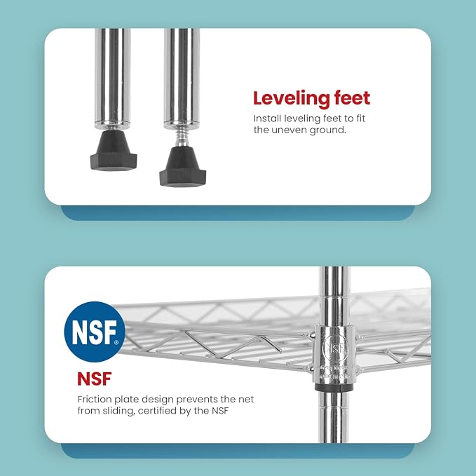 Adjustable NSF-Certified Metal Shelf Wire Shelving Unit Storage - Image 6