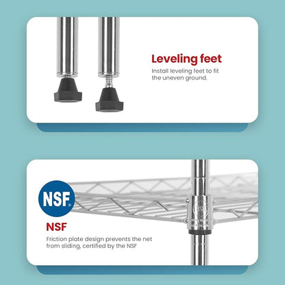 Adjustable NSF-Certified Metal Shelf Wire Shelving Unit Storage - Image 6