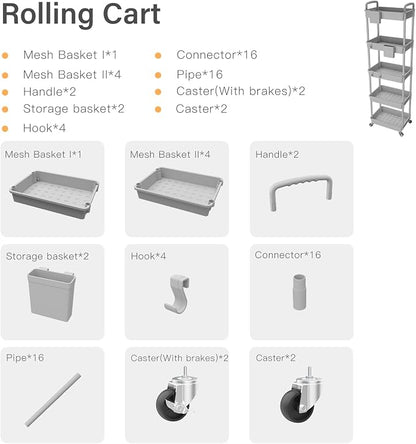 5 Tier Rolling Utility Cart - Image 5