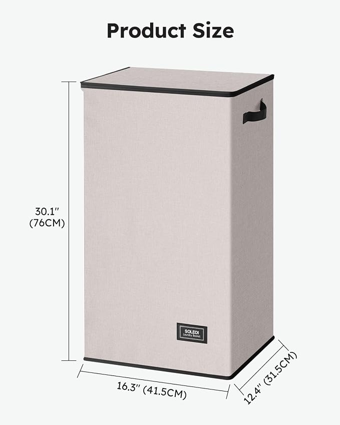 SOLEDI Laundry Hamper with Lid 100L Large & Tall Collapsible Laundry Basket - Image 6