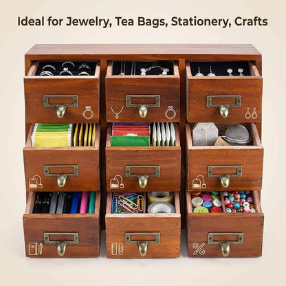 QWORK Desk Drawer Organizer, Wooden Vintage Apothecary Cabinet - Image 5