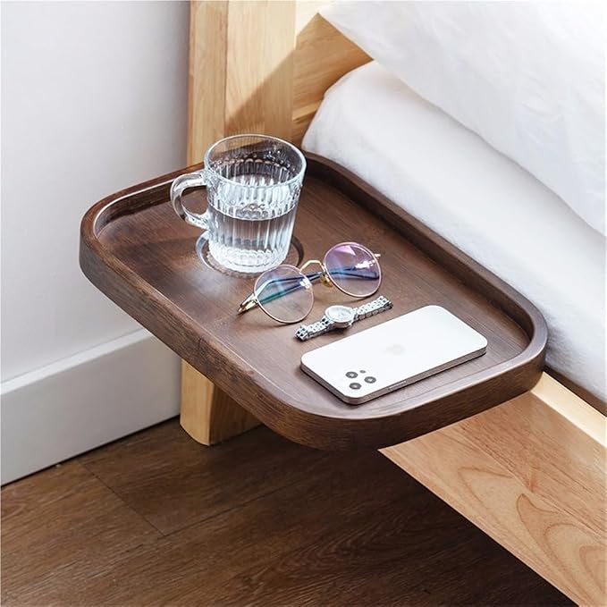 Bedside Caddy, Clip-on Wooden Bedside Shelf by Unknown