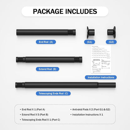 No Drilling Closet Rod, Adjustable Black Closet Rod, 28-98 Inches Closet - Image 6