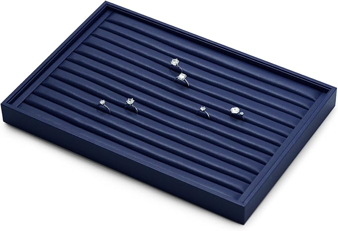 Oirlv Elegant Blue Ring Organizer Tray Stackable Jewelry Trays Jewelry Drawer - Image 3
