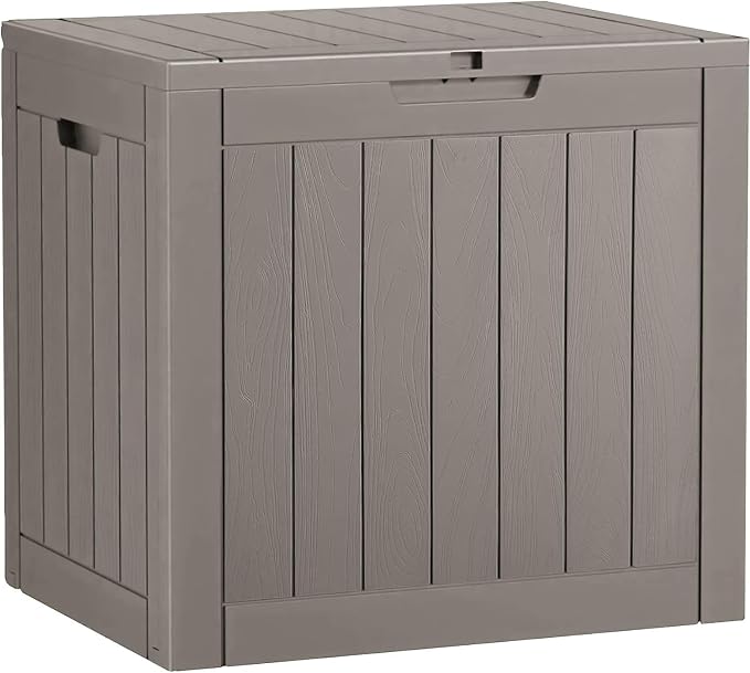 Outdoor Storage Box, 35 Gallon Resin Deck Boxes Outdoor Waterproof by WTFGO