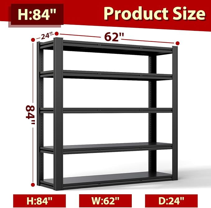 Heavy Duty Storage Shelves Unit, Adjustable Metal Garage Shelving, 3500LBS - Image 2