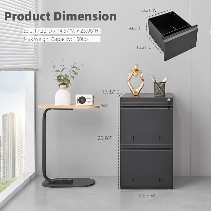 Guizeeopo 2 Drawer File Cabinet - Image 3