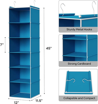 MAX Houser 6-Shelf Hanging Closet Organizer, Hanging Storage Shelves - Image 3