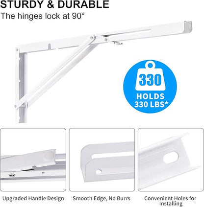YUMORE 24 Inch Folding Shelf Brackets, Heavy Duty L Bracket, Max Load: 330lb - Image 3