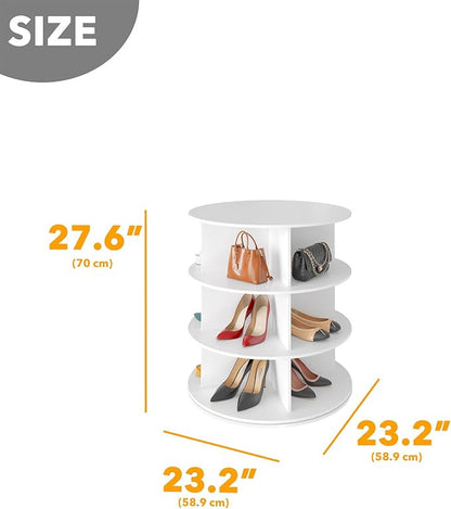 SpaceAid 3 Tier Rotating Shoe Rack Tower, Spinning Shoe Display Lazy Susan - Image 2