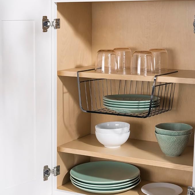 Under Shelf Steel Wire Basket Hanging Storage by Home Basics | Space Saver - Image 3