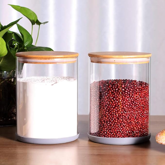 Set of 2 Large Glass Food Storage jar, 100 FL OZ Glass Flour Canister - Image 7
