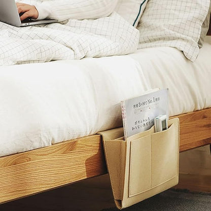 Bringsine 5 Pockets Bedside Caddy, Felt Bed Storage Organizer Hanging Bag Holder - Image 5