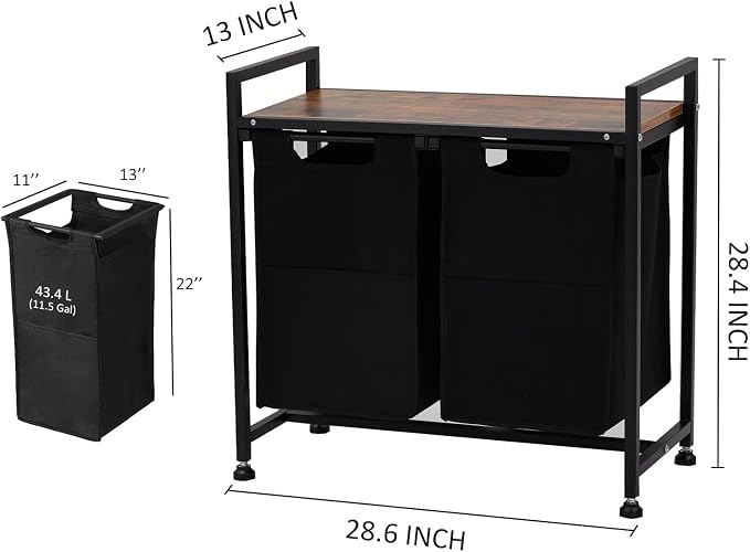 2 Section Laundry Sorter with Wheels, 87L Large Capacity Rolling Laundry Hamper - Image 2