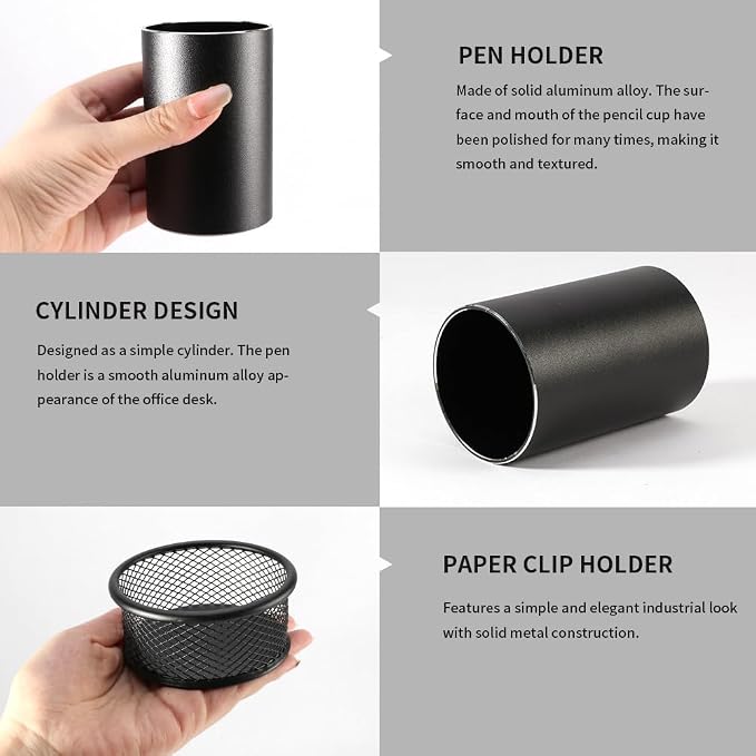 Pen Holder & Paperclip Holder, 2 Pack Aluminum Alloy Waterproof Mesh Paper Clip - Image 5