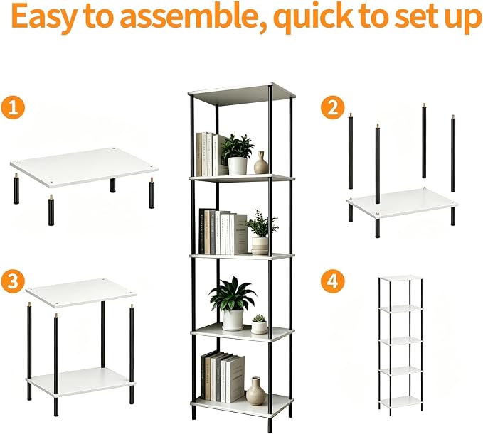 5 Tier Corner Bookshelf, Wooden Standing Shelf Unit - Image 4