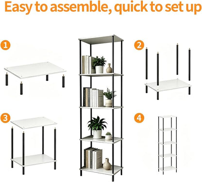 5 Tier Corner Bookshelf, Wooden Standing Shelf Unit - Image 4