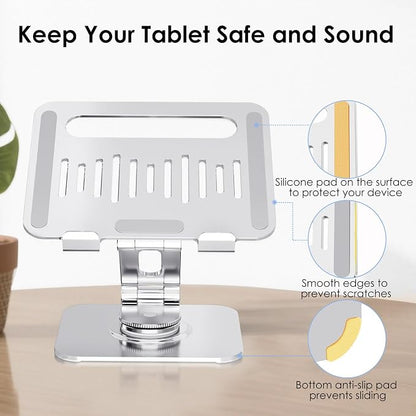 Tablet Stand for Desk, 360° Swivel for iPad Holder, Aluminum Adjustable Tablet - Image 5