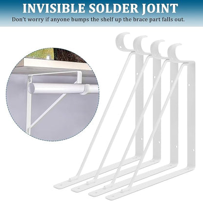 10PCS Heavy Duty Closet Rod Bracket, 11 x 11 Inch Closet Shelf Brackets - Image 4