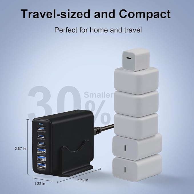 165W GaN USB C Charging Station, 6 Port Desktop Charger - Image 8