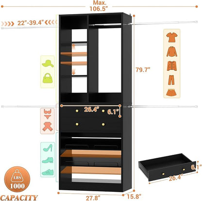 Besiost Closet System, 4.2–8.8 FT Closet Organizer - Image 8