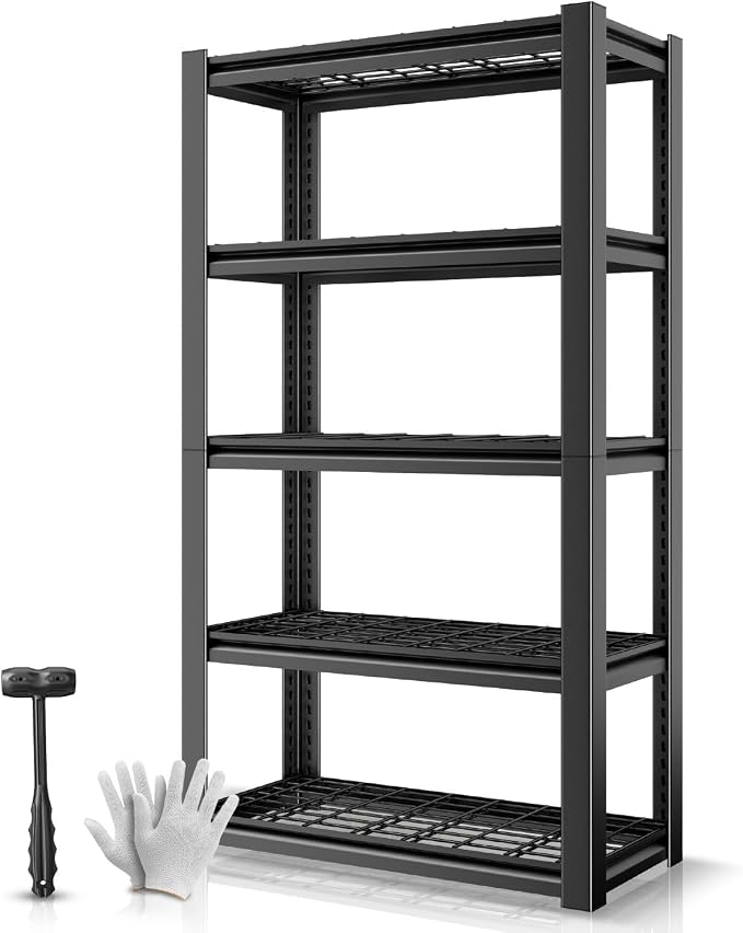 Auto Dynasty 5-Tier Storage Shelves, Metal Storage Utility Rack Shelf Unit by AutoDynasty