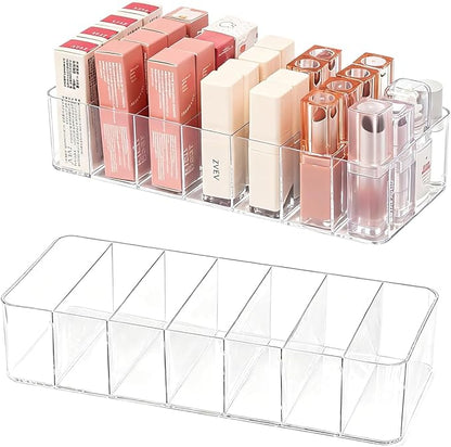 2 Pack Clear Acrylic Makeup Organizers, 7-Section Bathroom Organizer by Unknown