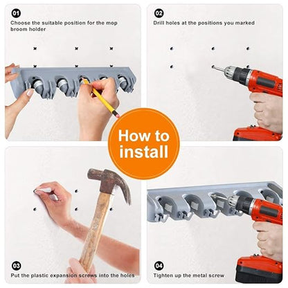Mop and Broom Holder, Storage Rack, Ideal Broom Hanger - Image 4