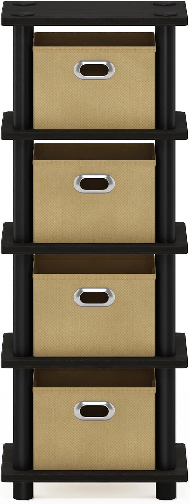 Furinno LACi 4-Bins System Rack, 11.3 x 28.8 Inch, Espresso/Black - Image 5