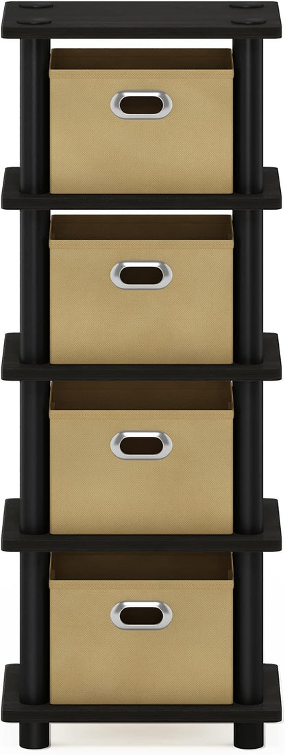 Furinno LACi 4-Bins System Rack, 11.3 x 28.8 Inch, Espresso/Black - Image 5