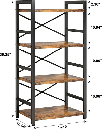 Homeiju Bookshelf, 4 Tier Small Bookcase, Organizers and Storage, Metal Small - Image 3